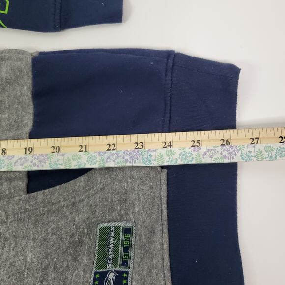 Seahawks NFL Color Block Sweatshirt Two Tone Size Medium Pullover Hoodie - Picture 7 of 8